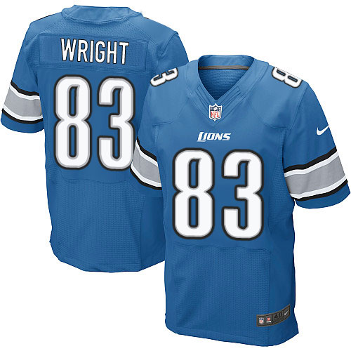Men's Elite Tim Wright Nike Jersey Light Blue Home - #83 NFL Detroit Lions